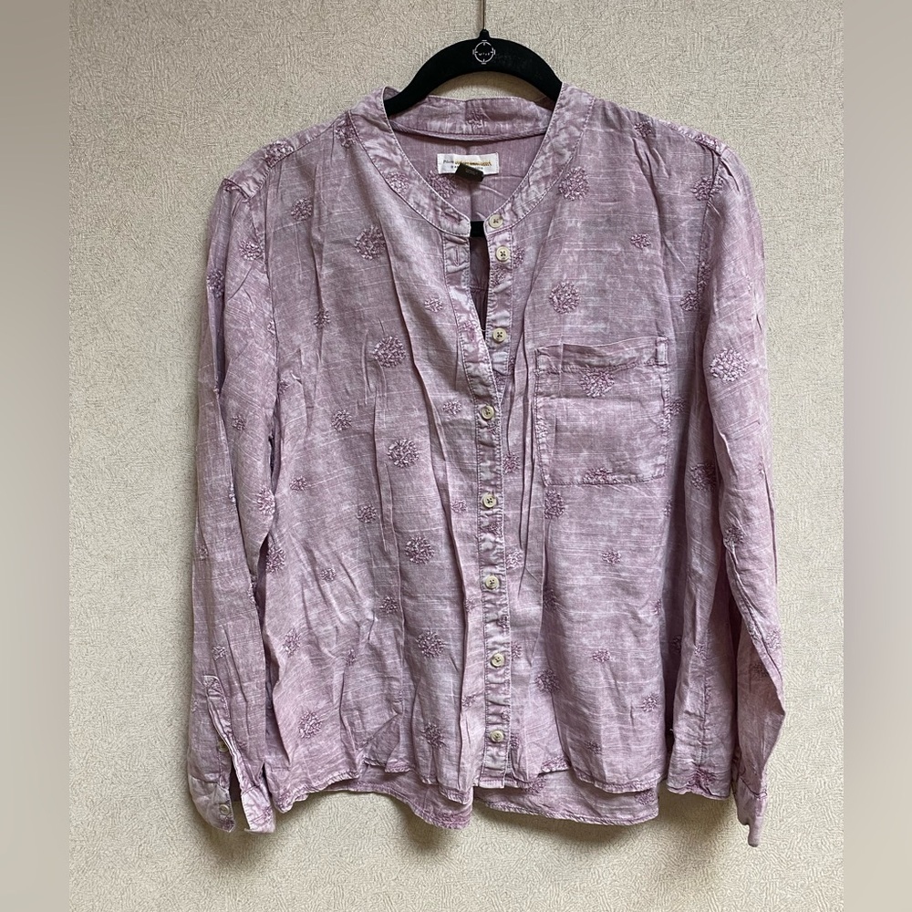 Anthropologie Pilcro Whitney Embroidered Trapeze Buttondown Lilac Size Small - Picture 11 of 14